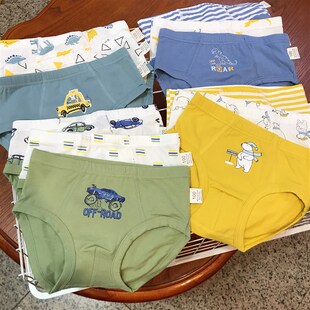 三条装 100-150码 95%棉 男童三角内裤 宝宝纯棉卡通可爱小裤衩