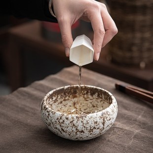 粗陶茶洗建水小号日式茶渣缸陶瓷水洗杯洗功夫茶具茶桌倒茶废水缸