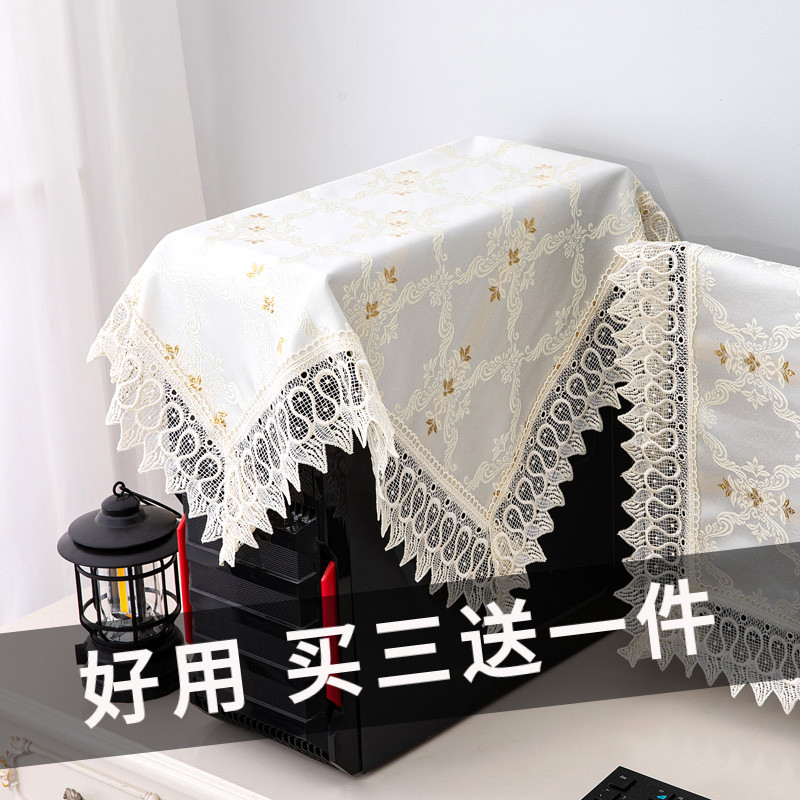 音响防尘罩盖布书桌音箱盖巾电脑音响罩布蕾丝小桌布防灰装饰盖巾
