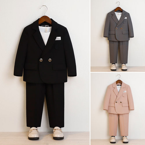 儿童西装套装2024新款花童主持人礼服男童钢琴演出服帅气休闲西服