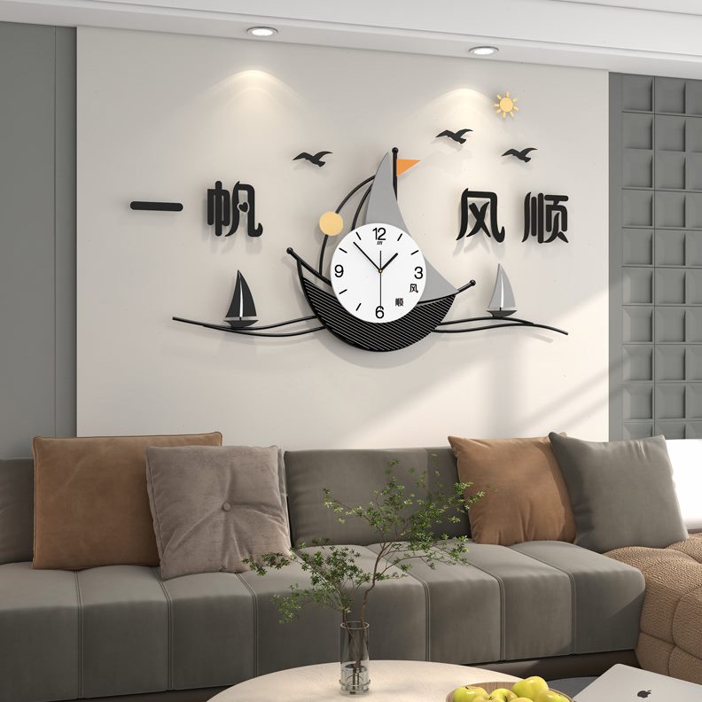 ??新中式创意钟表挂钟客厅现简约时钟感挂墙家用餐厅装饰挂