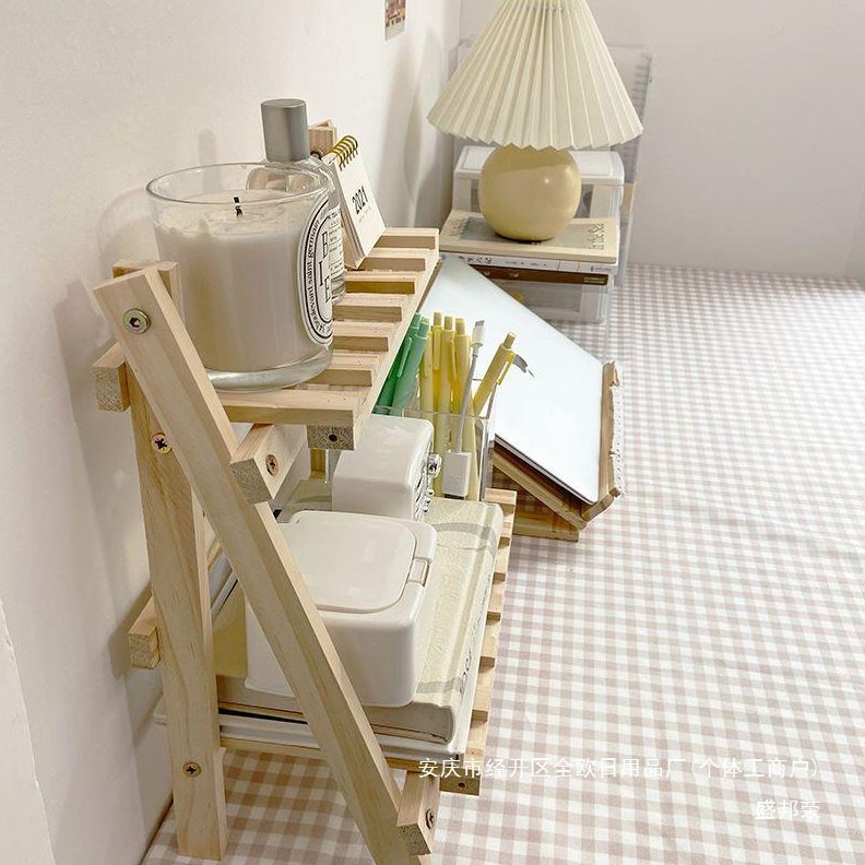 整理架双层梯形宿舍书桌木质桌面收纳架置物架拍照道具置物架