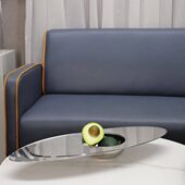 欧式 简约创意不锈钢银色椭圆星际托盘客厅玄关书房卧室家居装 饰品