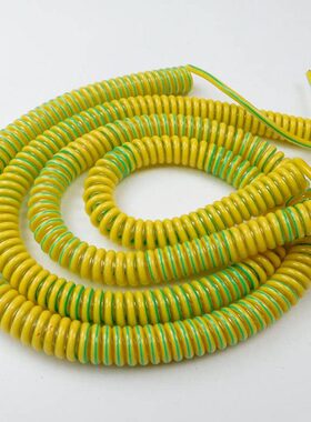 单芯黄绿双色接地PU弹簧线1芯0.5/0.75/1/1.5平方螺旋伸缩线广东