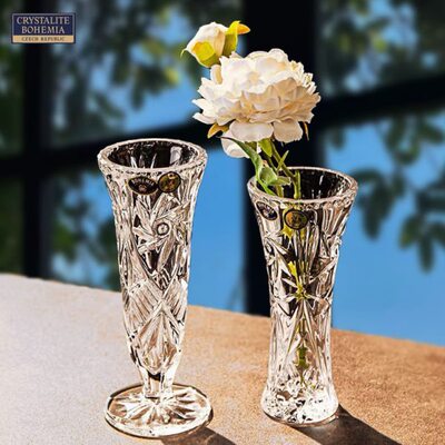 捷克BOHEMIA原装进口水晶玻璃床头柜小号只插花家用复古摆件