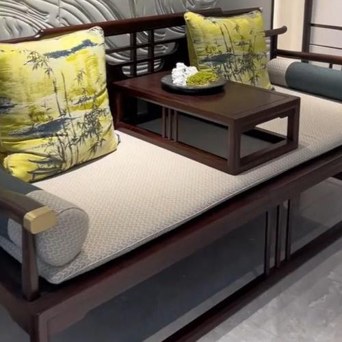 新中式实木罗汉床客厅乌金木罗汉床炕几组合大小户型禅意罗汉塌