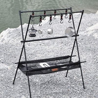 山趣户外露营多层三角置物架便携式折叠挂钩层架网兜置物收纳挂架