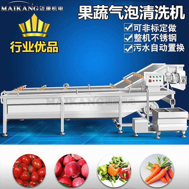工厂生产高压喷淋洗菜机 果蔬气泡清洗机 蔬菜清洗风干流水线