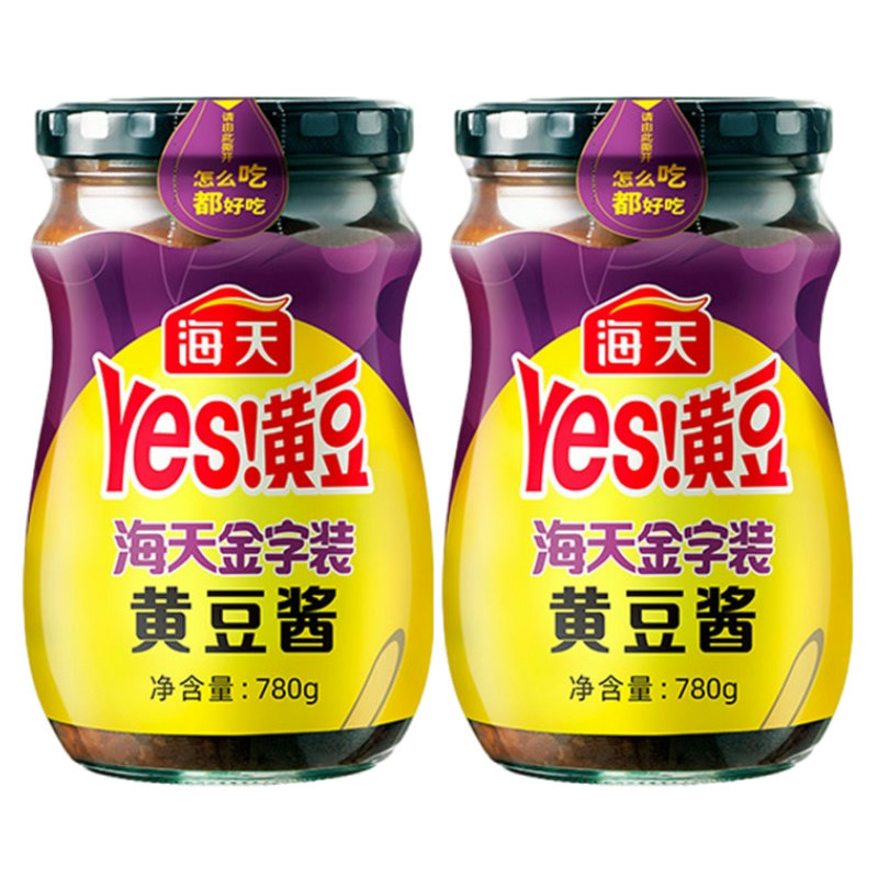 海天金字装黄豆酱780g*2瓶下饭拌饭点蘸豆瓣酱炒菜烹饪拌馅调味酱,粮油调味/速食/干货/烘焙,豆瓣酱/豆酱/黄豆酱,淘宝优惠券,粉丝福利购,淘宝优惠卷