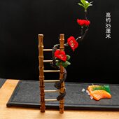 小摆件 盘饰点缀餐饮竹梯日式 酒店刺身摆盘装 饰花草意境冷菜新款