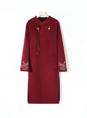 【粉红粉丝专享】中国风时尚百搭毛呢外套双色双穿88327D