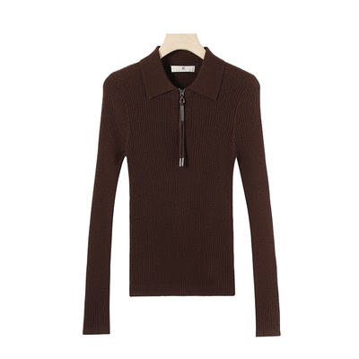 【甜甜粉丝专享】秋季翻领OL风开衫女装polo毛针织衫25888