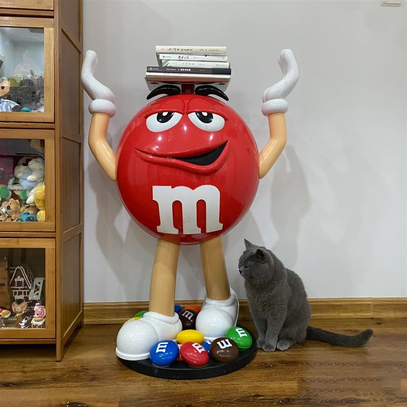 卡通大型mdm豆玻璃钢雕塑家居客厅落地M豆人摆件网红店铺潮玩公仔
