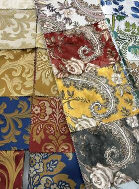 门幅270cm绒布印花花布面料红色黄色绿色古典中式印花花布面料