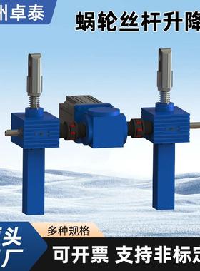 蜗轮丝杆升降机螺旋手摇升降平台起重两联动蜗轮丝杆升降机