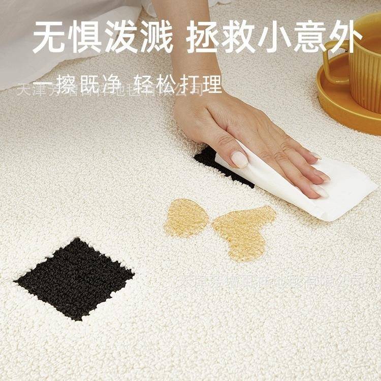 新西兰羊毛黑石公寓法式轻奢地毯抗菌免洗防水防污沙发茶几毯高级