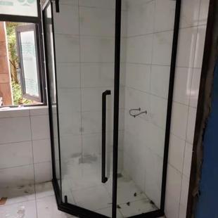 极窄T字型隔断玻璃门推拉移门淋浴房沐浴卫生间一门两用干湿分离