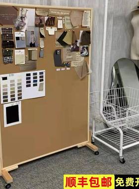 移动落地万向轮支架留言板装饰软木板照片墙背景板办公室展示栏