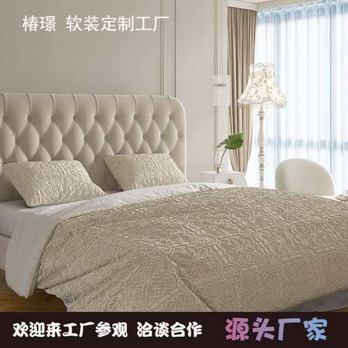 法式复古布艺床北欧轻奢主卧双人床丝绒拉扣床展厅样板房
