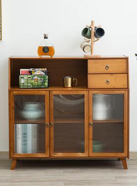 实木茶水柜北欧厨房餐边柜储物柜多功能落地多层家用客厅简约轻奢