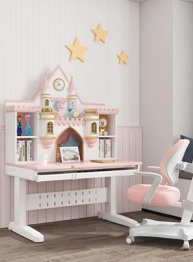 学习桌儿童书桌设计女孩实木可升降桌椅套装小学生写字桌家用童趣
