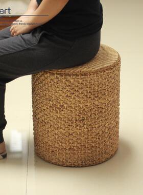 7T藤编矮凳阳台坐凳创意板凳家用沙发凳茶几圆凳椅子草编坐墩小凳