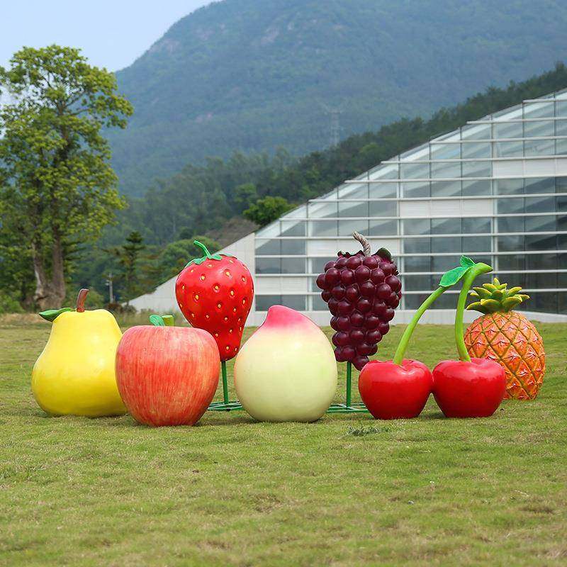 户外玻璃钢仿真菠萝梨葡萄雕塑水果蔬菜模型果园园林美陈装饰摆件
