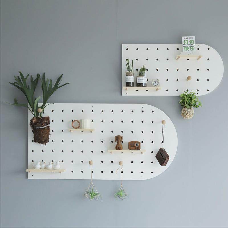 A5L扇形洞洞板定做拱形免打孔装饰壁挂衣帽架健身器材收纳置物