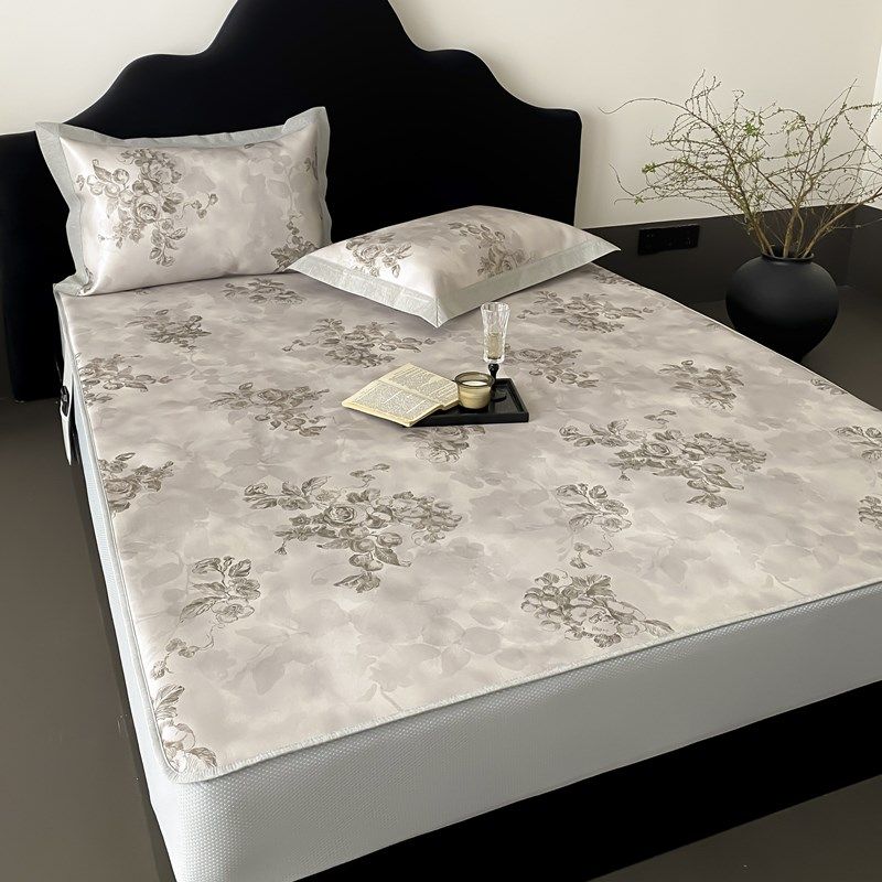 法式田园风高端新款夏季凉席冰丝席三件套可水洗床笠款空调席夏天,床上用品,冰丝席,淘宝优惠券,粉丝福利购,淘宝优惠卷