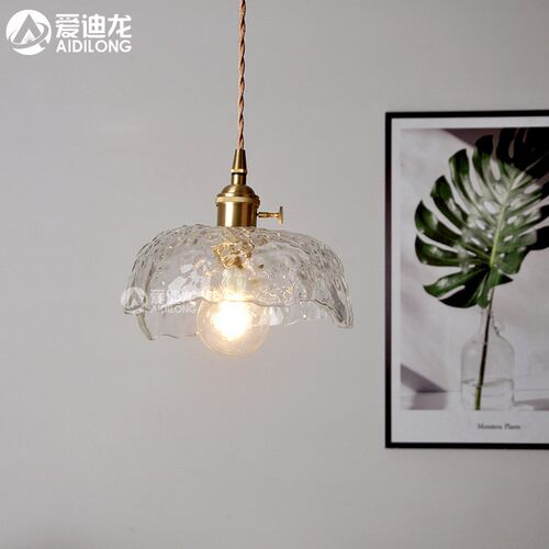 北欧极简锤纹玻璃吊灯日式复古餐厅玄关阳台吧台个性民宿黄铜灯具