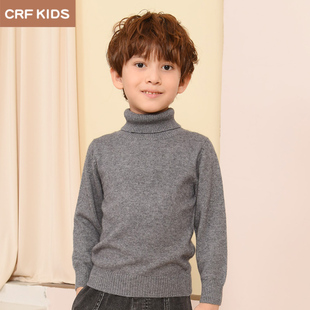 儿童纯羊绒衫男童高领毛衣女童圆领套头宝宝针织单股打底衫亲子装