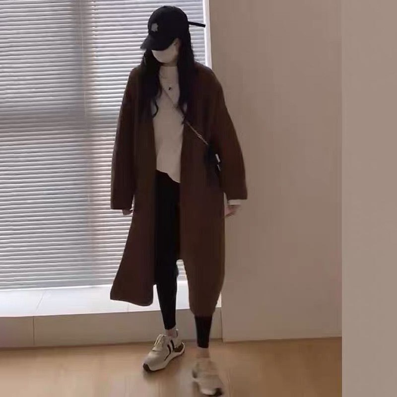 孕妇连衣裙2024新款秋冬咖啡连衣裙