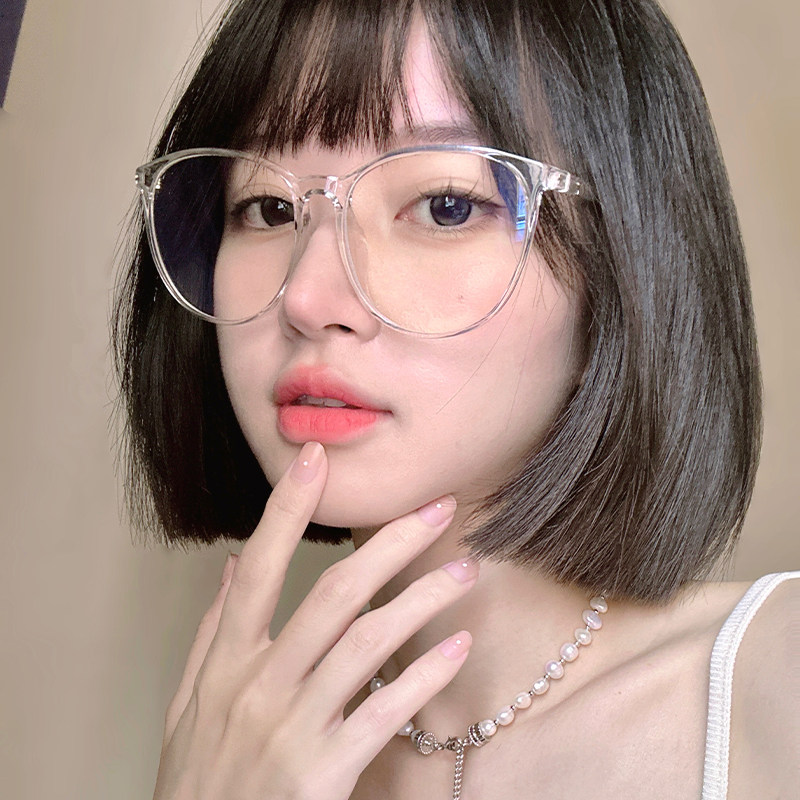 透明眼镜框女超大框显脸小可配近视带度数韩版潮素颜细边眼睛框架图片
