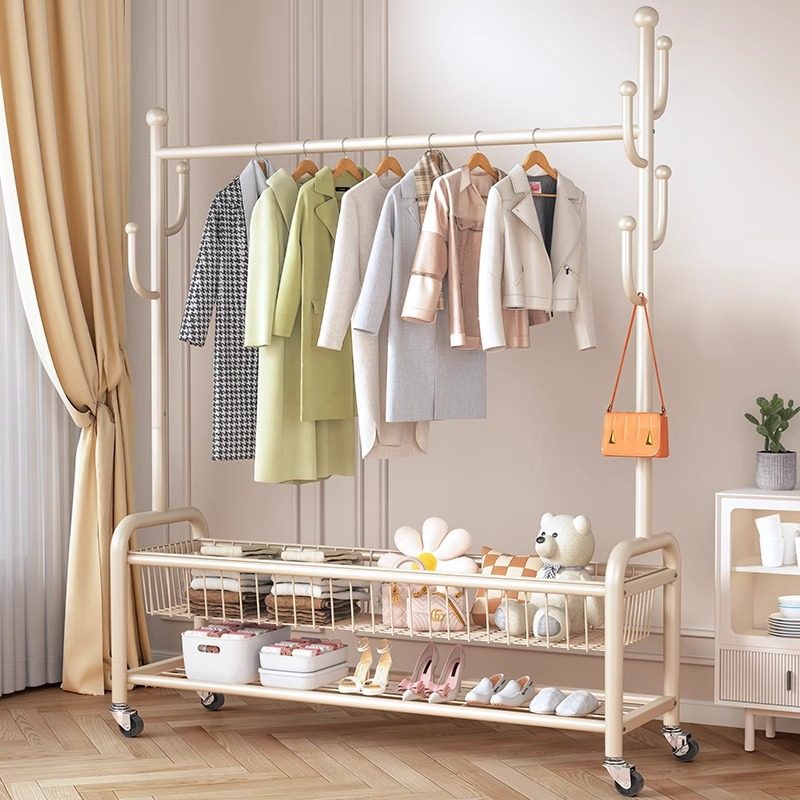 家用落地组装奶油风衣帽架床边晚上挂衣服神器衣帽间可移动置物架,收纳整理,金属衣架,淘宝优惠券,粉丝福利购,淘宝优惠卷