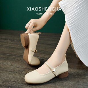 小羊皮浅口单鞋女2025新款不累脚晚晚鞋内增高女鞋配裙子的鞋子