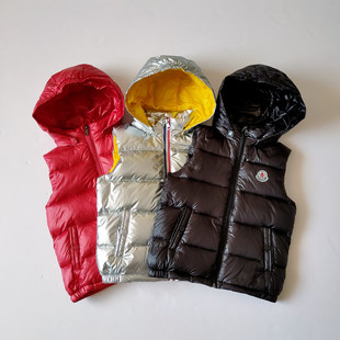 儿童羽绒服马甲秋冬季背心宝宝外穿男童女童加厚坎肩马夹银色外套
