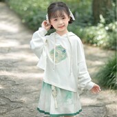 儿童改良唐装 汉服女童春秋款 小女孩中国风刺绣卫衣裙子古风套装