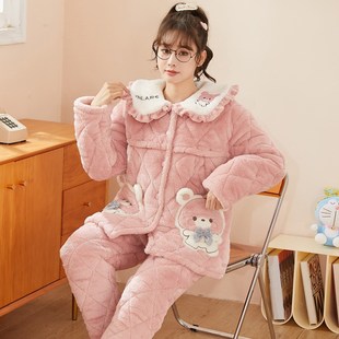 孕妇睡衣秋冬季加厚加绒产后月子服冬天款夹棉哺乳怀孕期家居喂奶