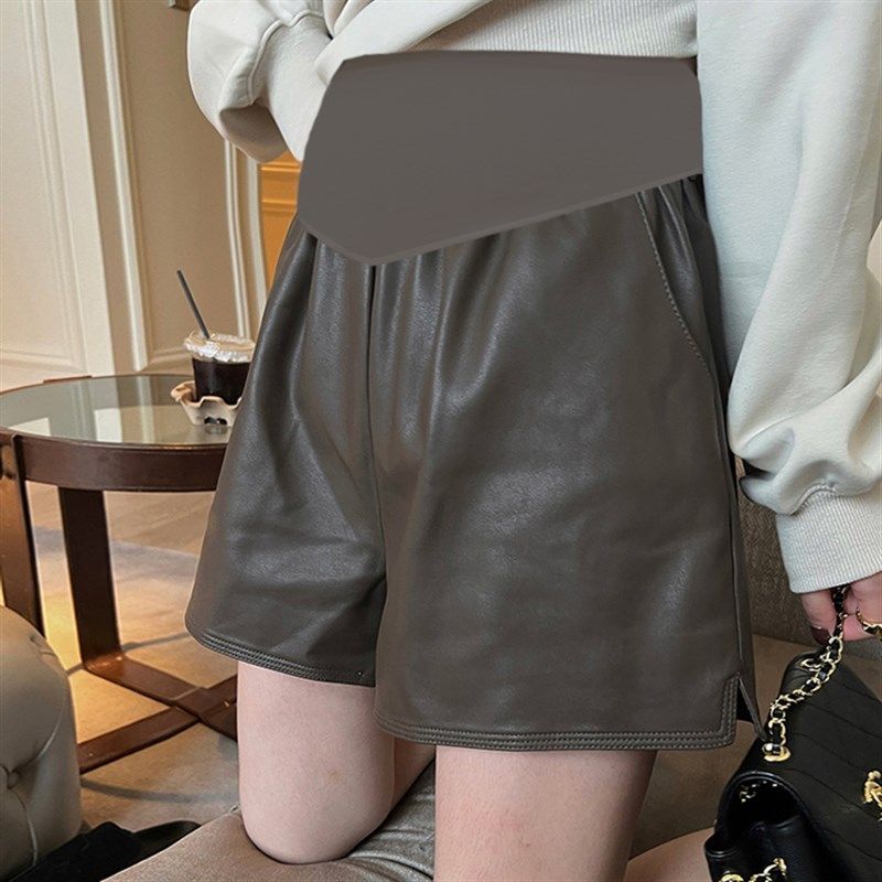 韩国原款孕妇皮短裤春秋装外穿加绒哑光开叉运动孕妇阔腿短裤靴裤,孕妇装/孕产妇用品/营养,孕妇休闲裤,淘宝优惠券,粉丝福利购,淘宝优惠卷