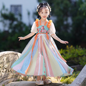 超仙女薄款 汉服女童夏天新款 夏儿童古装 洋装 公主裙 古风裙子唐装