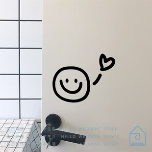 笑脸爱心可爱图i案镜子拍照玻璃门窗防撞店铺背景布置装饰墙贴纸