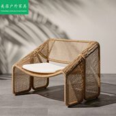户外藤编沙发创意花园庭院阳台艺术单懒人露民宿椅三件套组合家具
