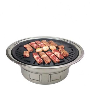 韩式烧烤盘炭火烧烤盘碳烤炉烤盘烤肉盘子韩式烤肉盘圆形商用不沾