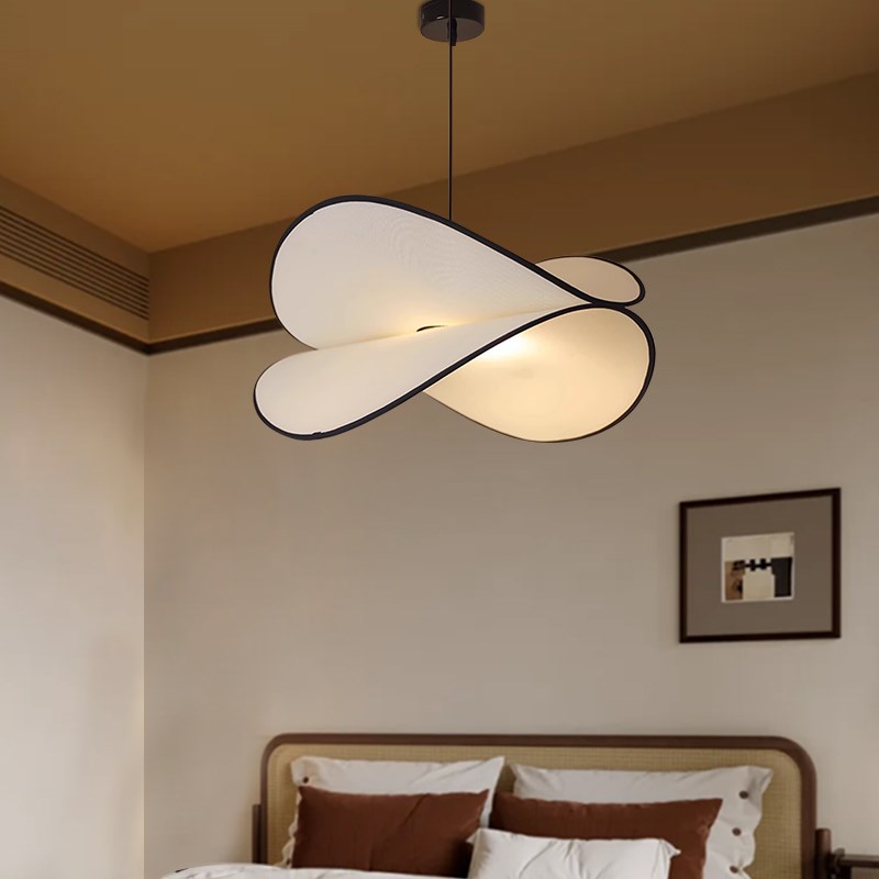 法式中古侘寂风卧室薯片吊灯南洋复古餐厅书房布艺灯新.中式客厅