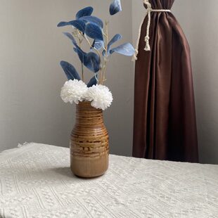 创意花瓶复古陶瓷花插水培做旧冰裂釉陶瓷花器日式收口花插个性