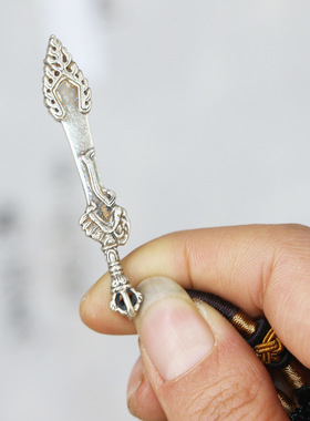 尼泊尔纯手工金刚杵复古藏式纯银