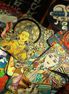 手绘描金唐卡吊坠五爷扎基拉姆绿