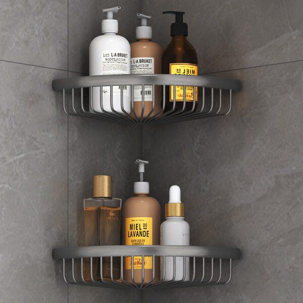 酒店浴室三角架淋浴房壁挂式卫生间置物架全铜收纳转角架三角蓝