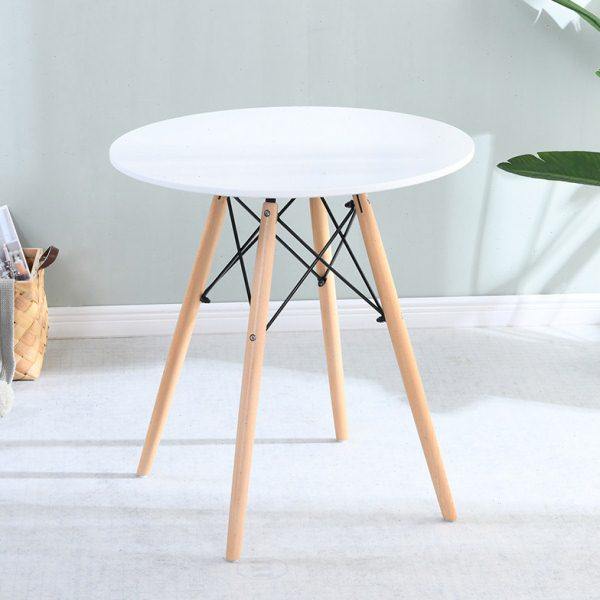 洽谈桌小桌子钢化玻璃圆桌茶几玻璃桌子圆钢化餐桌椅组合实木桌腿