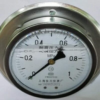 轴向带边耐震压力表 yn-100zt 1mpa上海仪川仪表厂 100MM M20X1.5